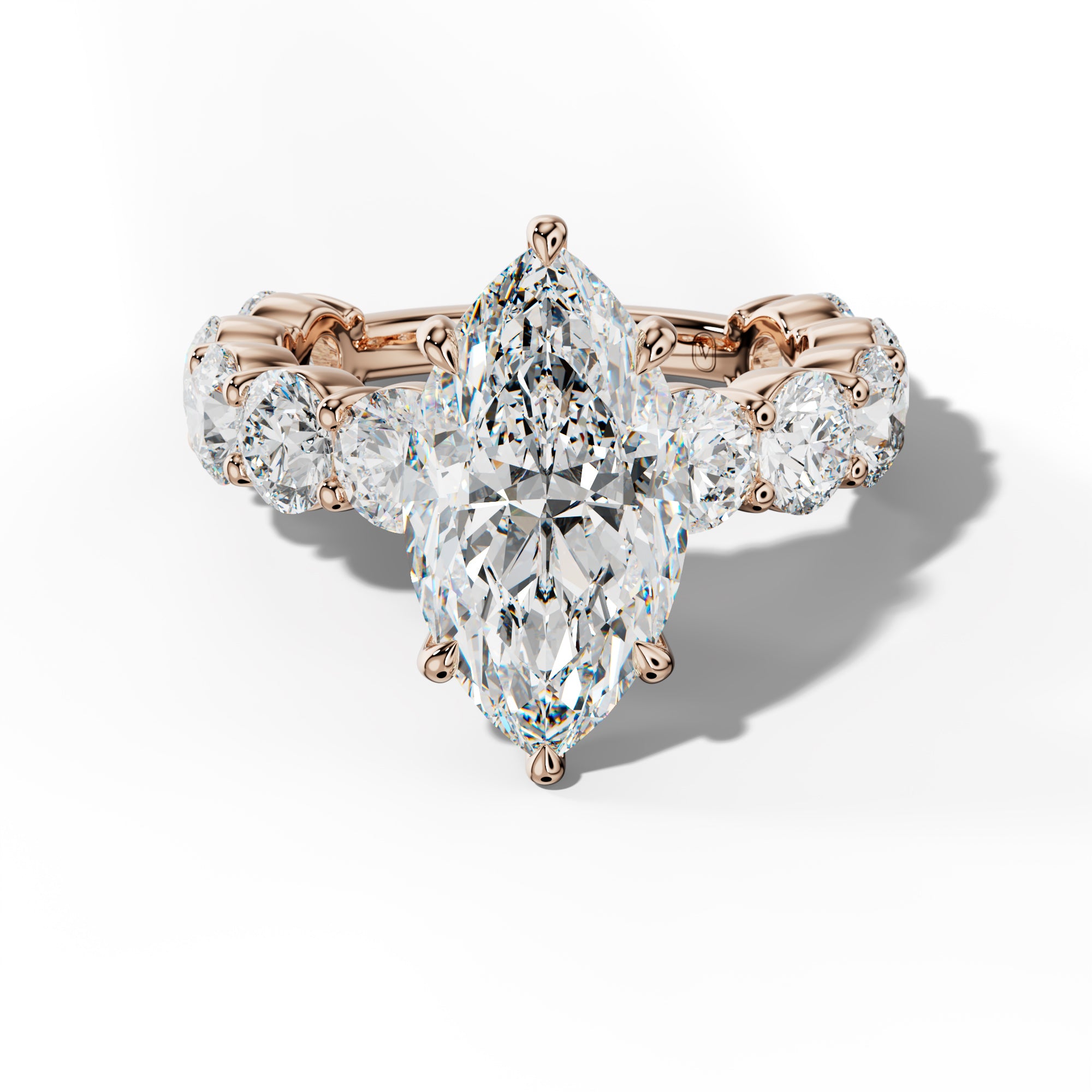 Marley Marquise Diamond Engagement Ring With Round Side Stones