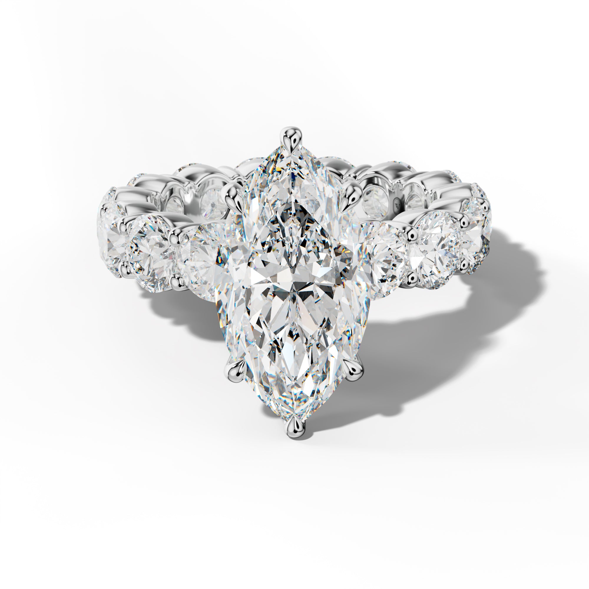 Fernanda Marquise Diamond Engagement Ring With Round Side Stones