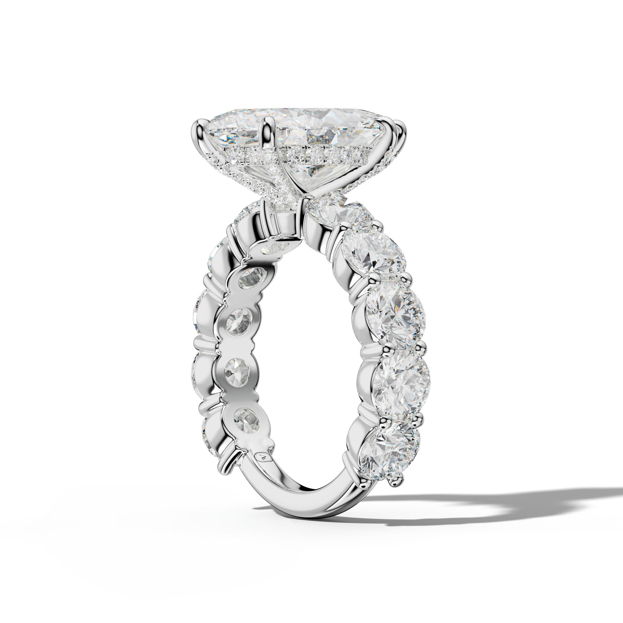 Marley Marquise Diamond Engagement Ring With Round Side Stones