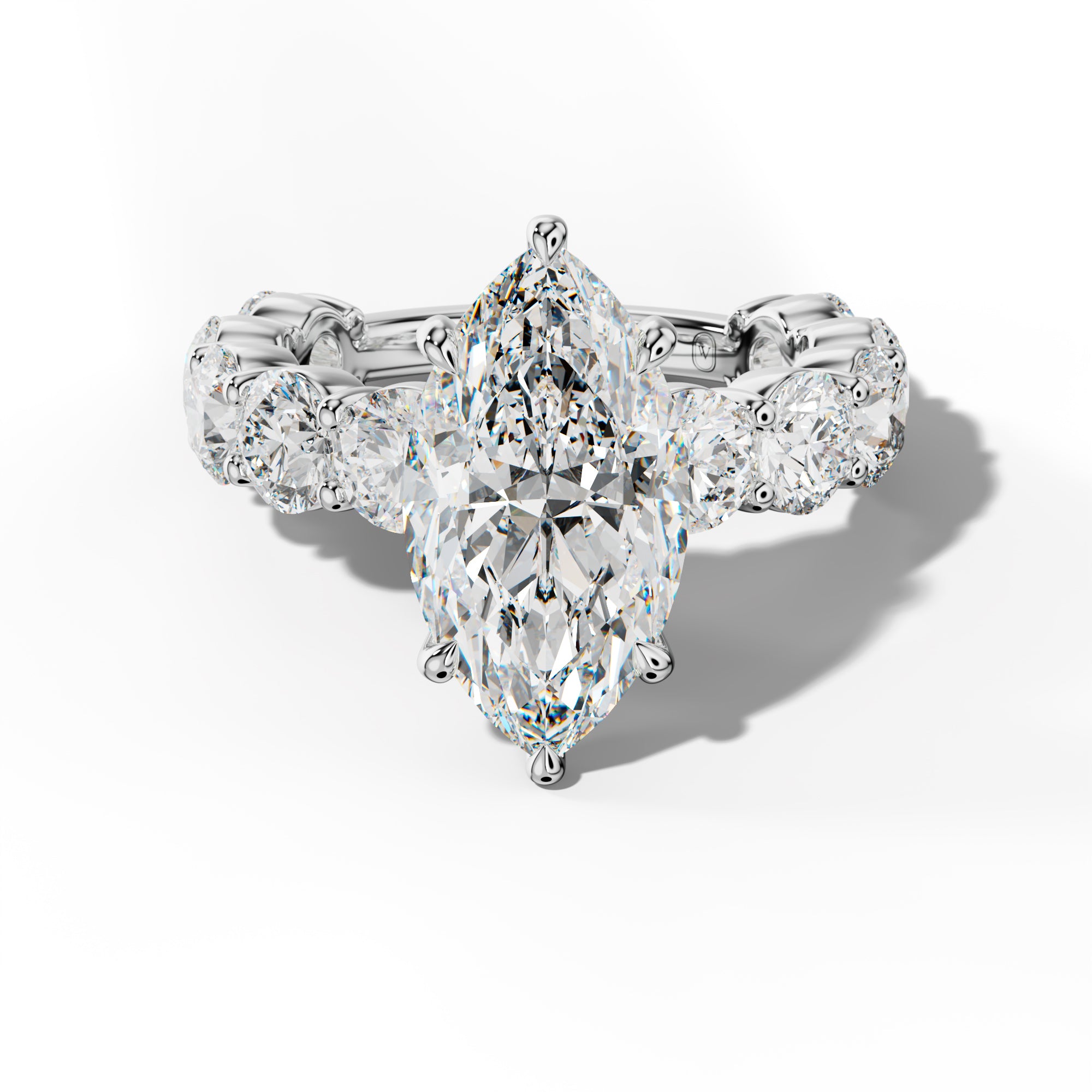 Marley Marquise Diamond Engagement Ring With Round Side Stones