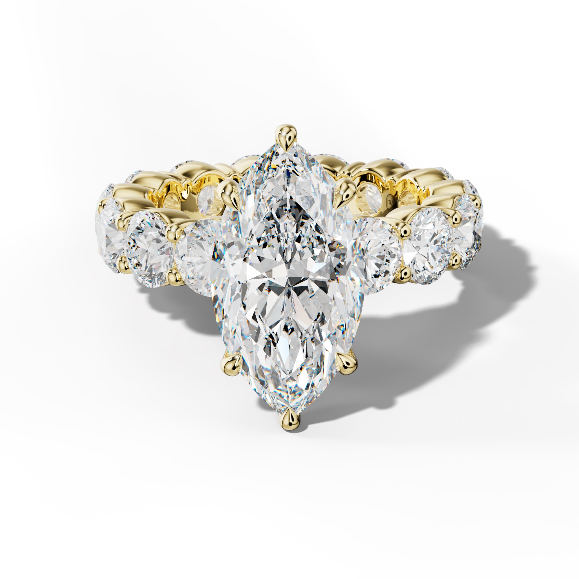 Fernanda Marquise Diamond Engagement Ring With Round Side Stones
