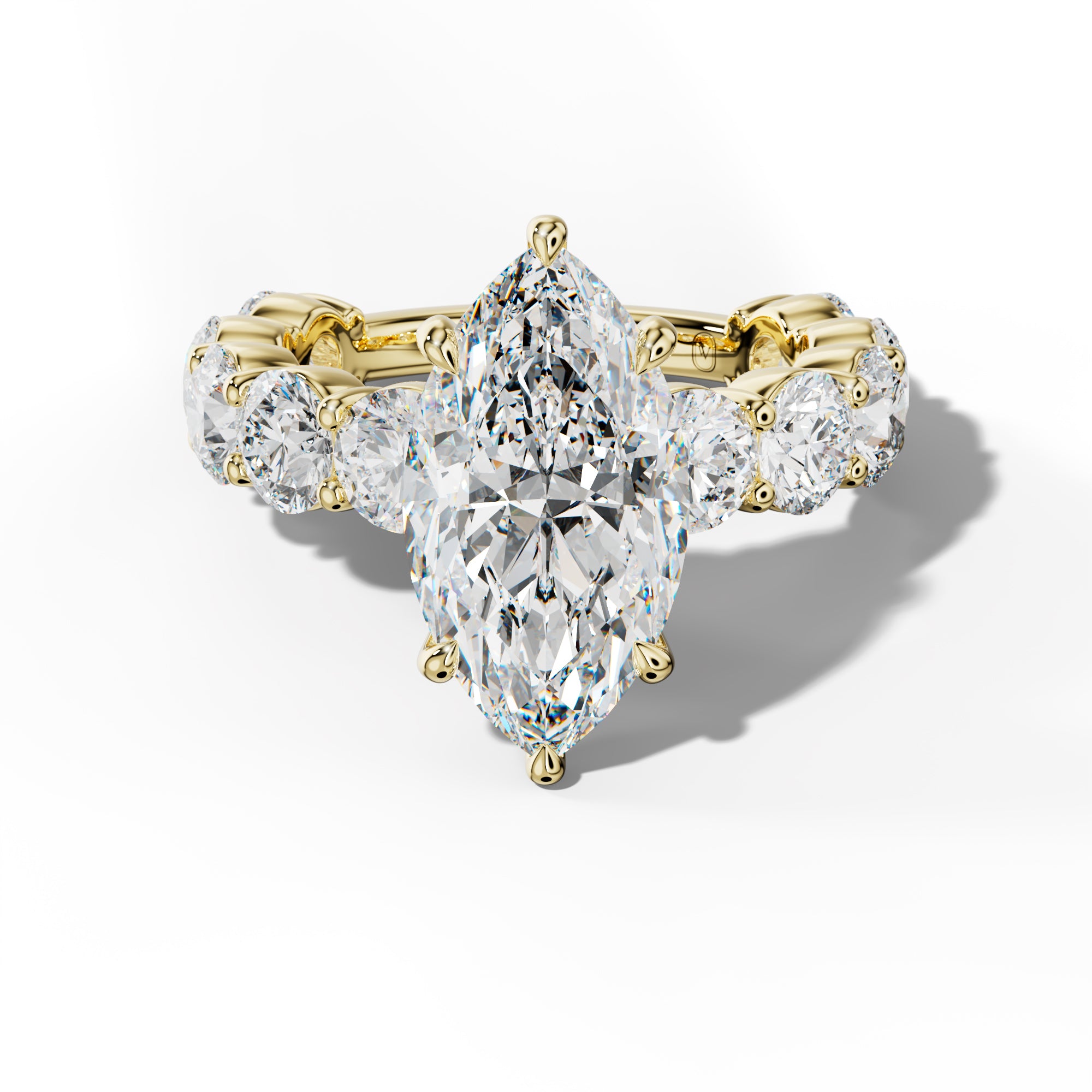 Marley Marquise Diamond Engagement Ring With Round Side Stones