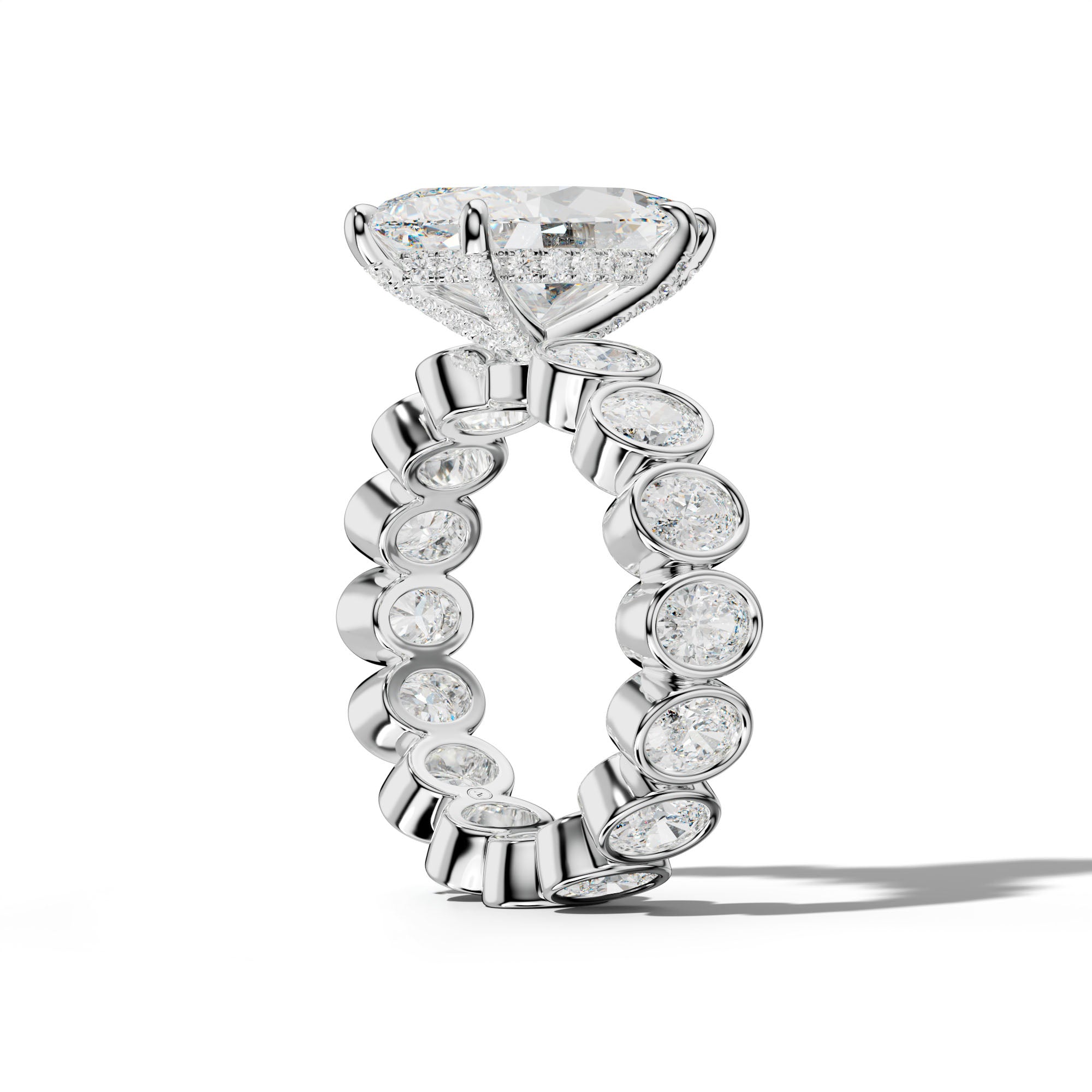 Brielle Marquise Diamond Engagement Ring With Oval Side Stones