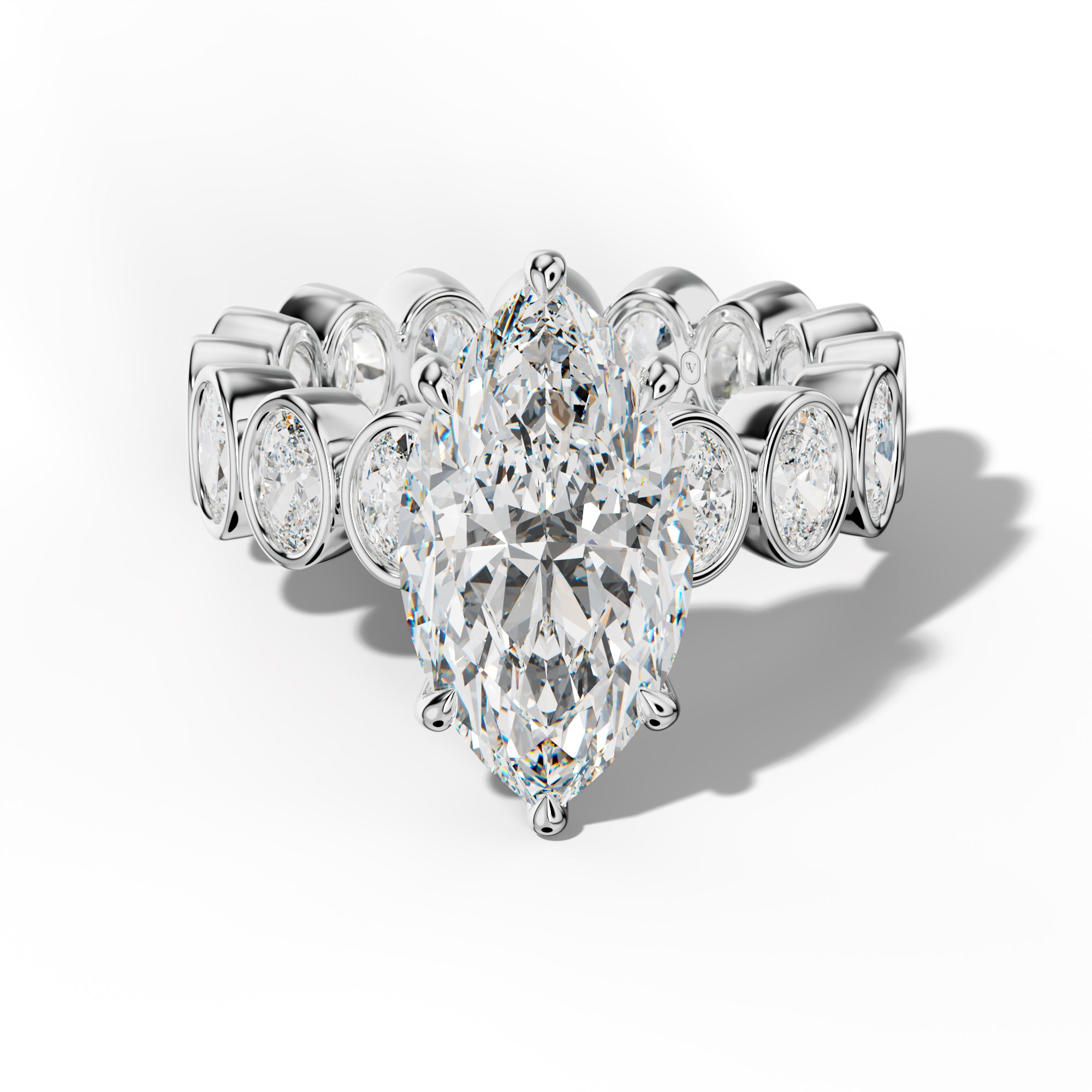 Brielle Marquise Diamond Engagement Ring With Oval Side Stones