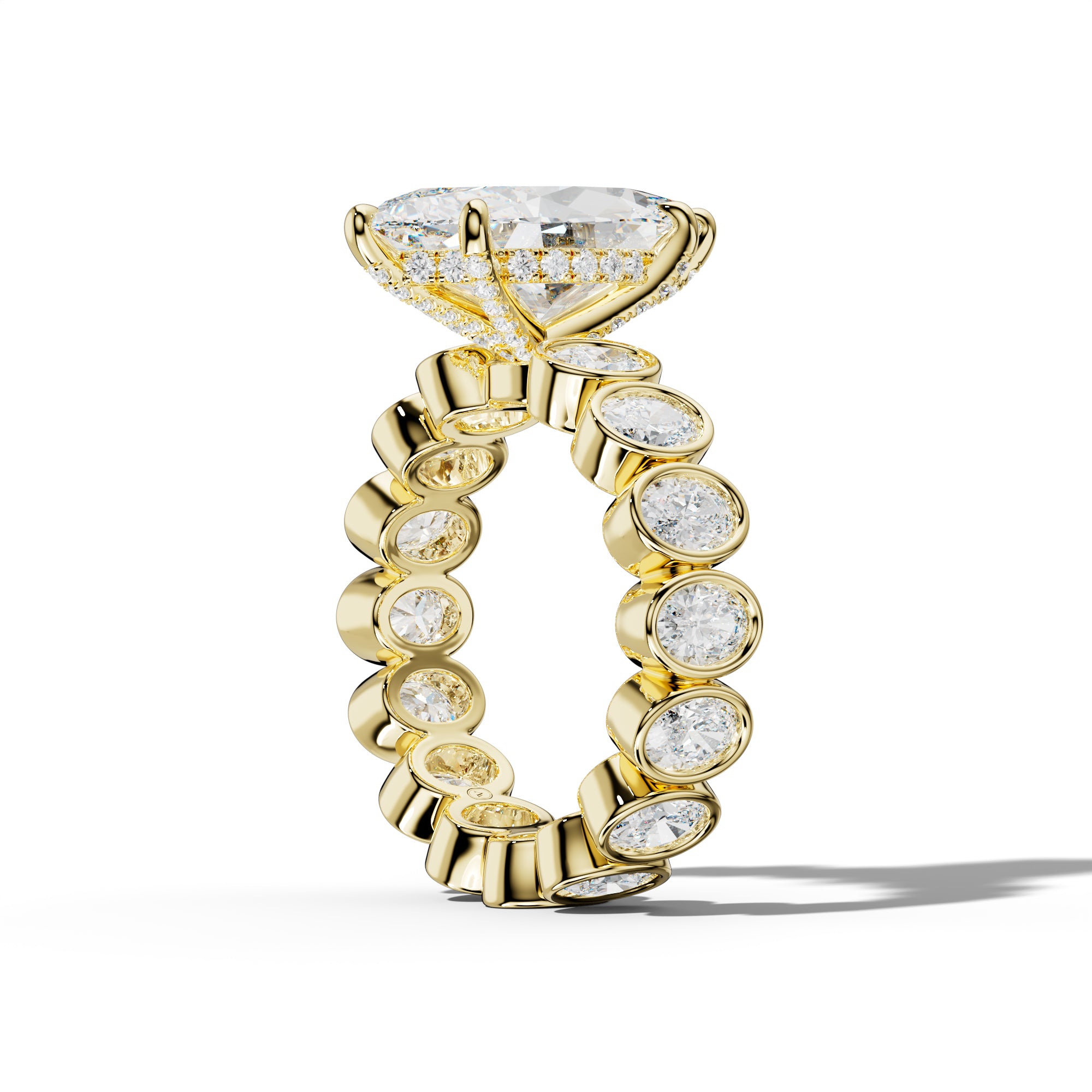 Brielle Marquise Diamond Engagement Ring With Oval Side Stones
