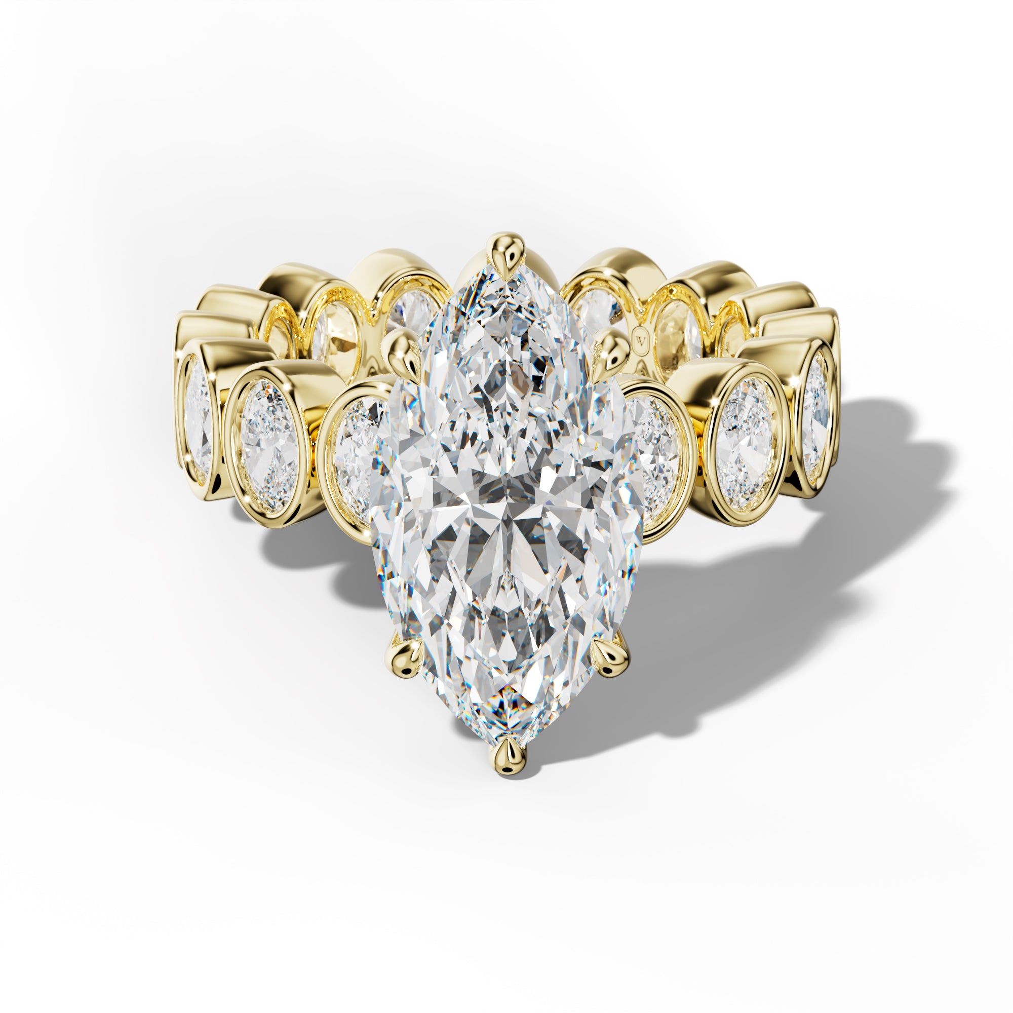Brielle Marquise Diamond Engagement Ring With Oval Side Stones