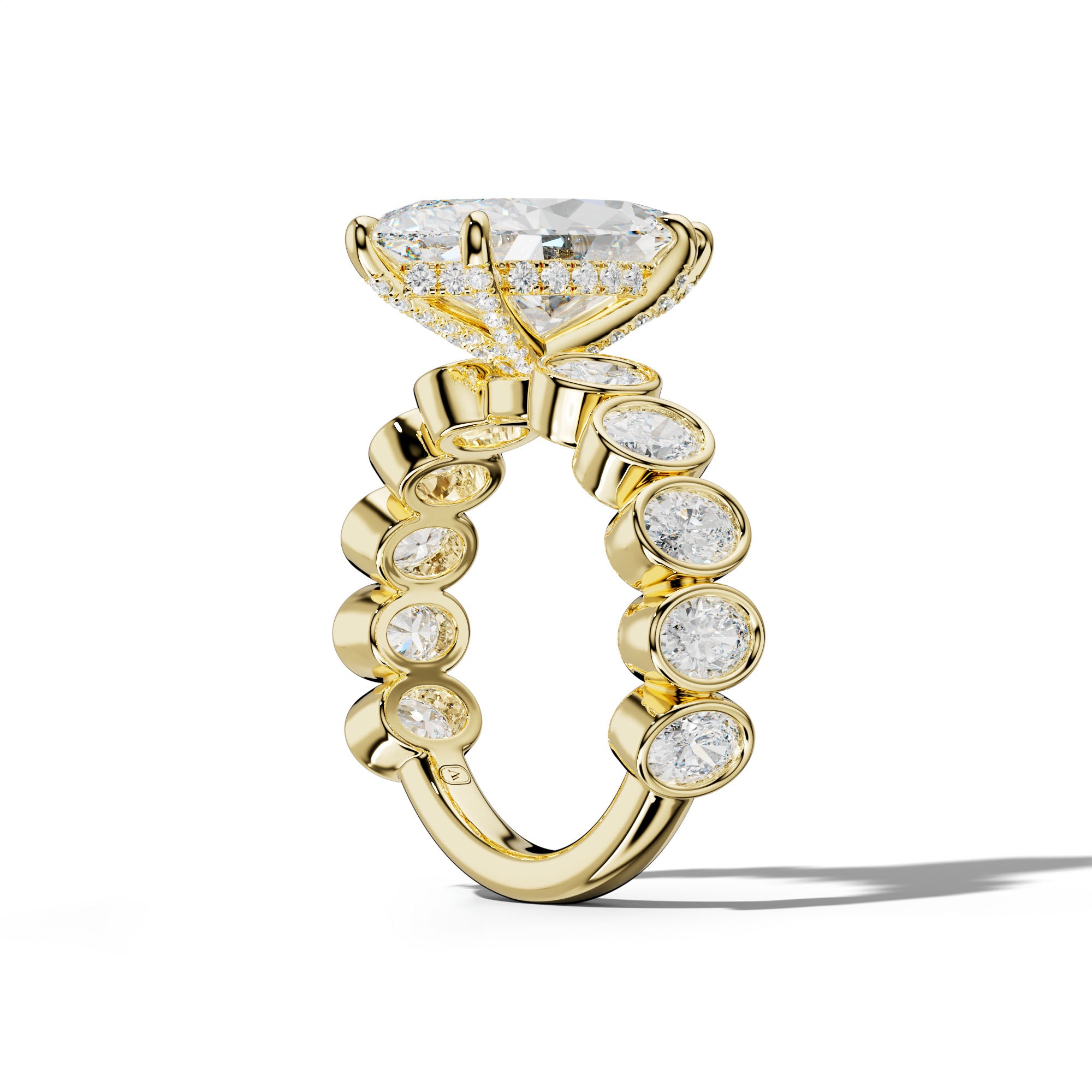 Linda Marquise Diamond Engagement Ring With Oval Side Stones