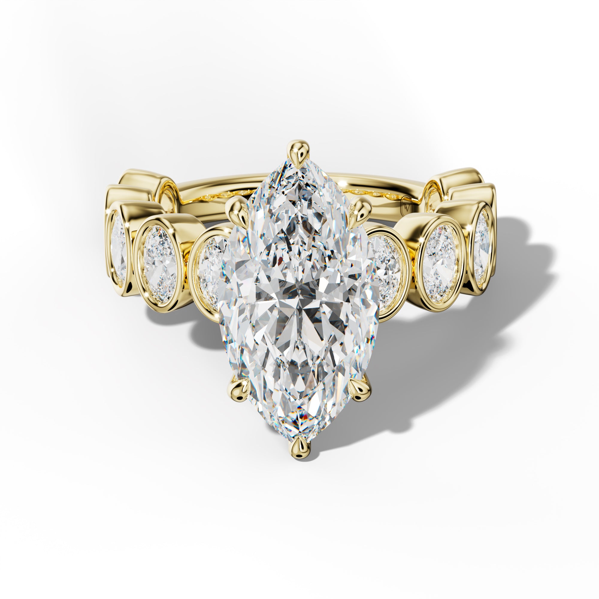 Linda Marquise Diamond Engagement Ring With Oval Side Stones