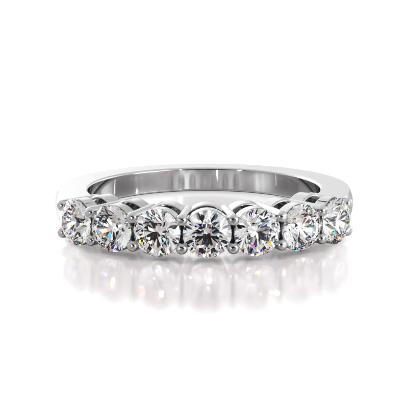 0.74 ct Round Diamond Wedding Band Seven Stone Ring-VIRABYANI