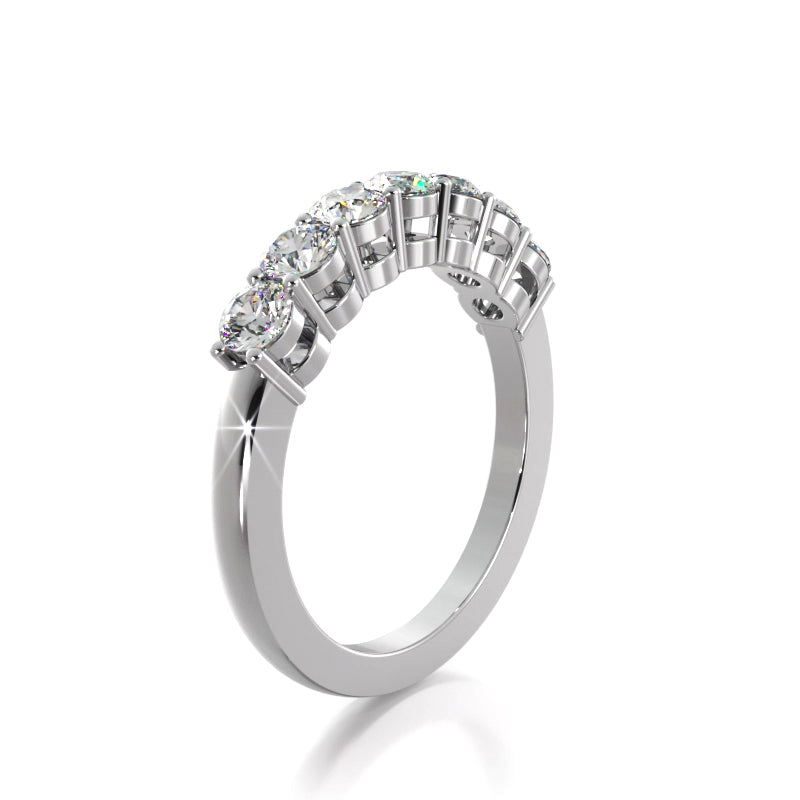 0.74 ct Round Diamond Wedding Band Seven Stone Ring-VIRABYANI