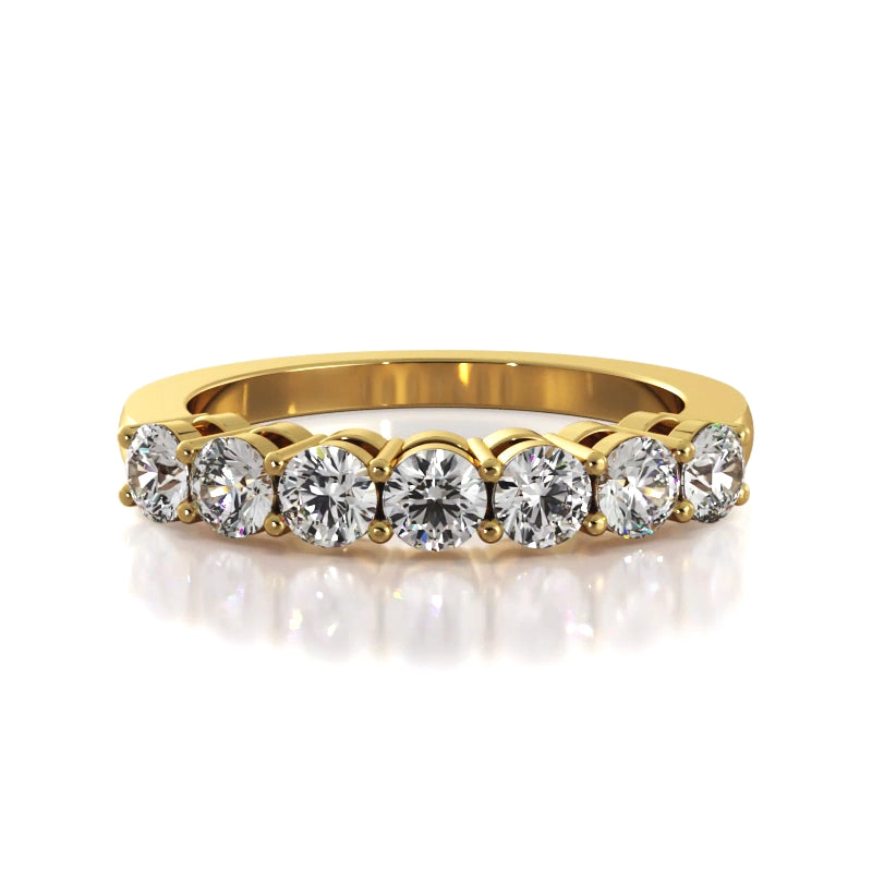 0.74 ct Round Diamond Wedding Band Seven Stone Ring-VIRABYANI