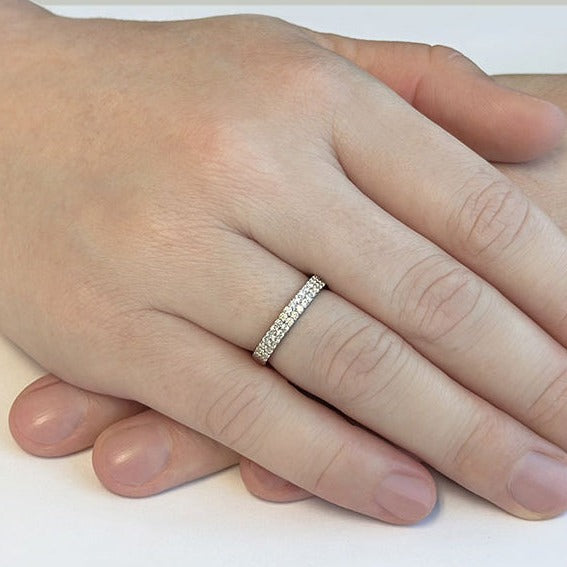 0.42 ct. Round Diamond Double Row Wedding Band-VIRABYANI