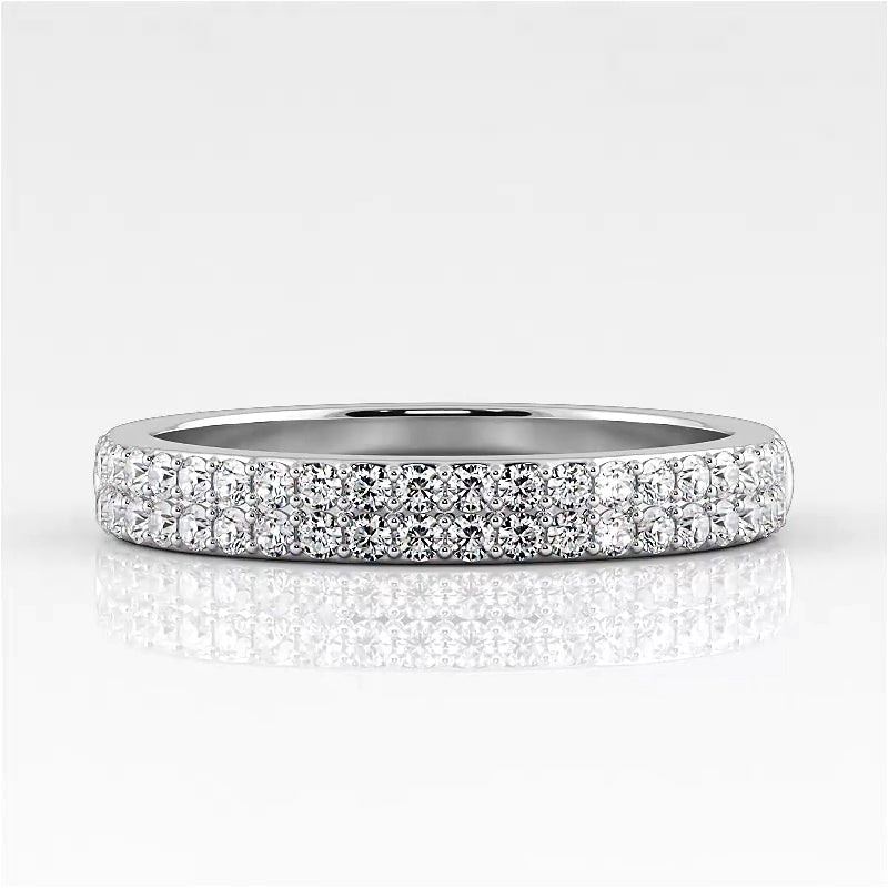 0.42 ct. Round Diamond Double Row Wedding Band-VIRABYANI