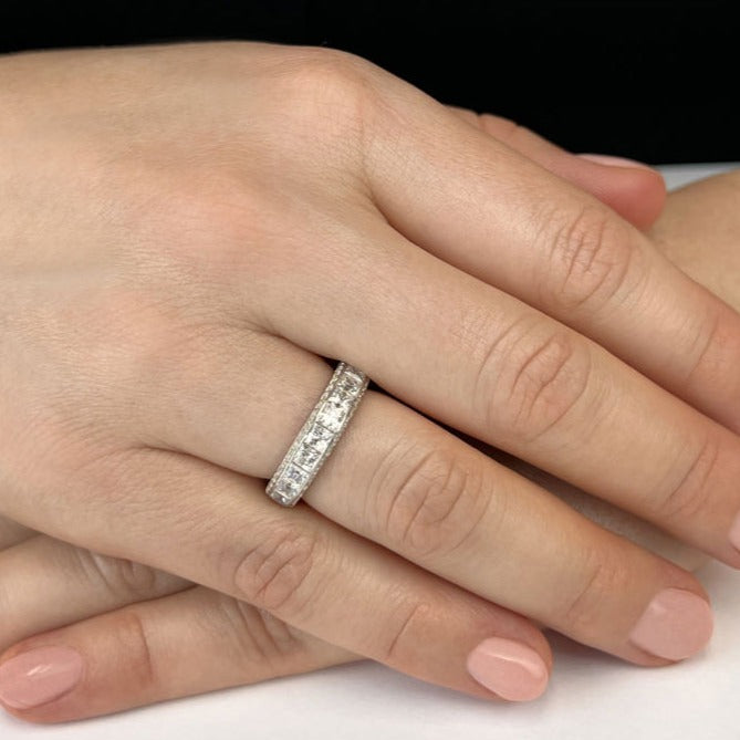 2.23 ct. Princess And Round Diamond Wedding Band-VIRABYANI