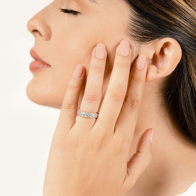 2.23 ct. Princess And Round Diamond Wedding Band-VIRABYANI