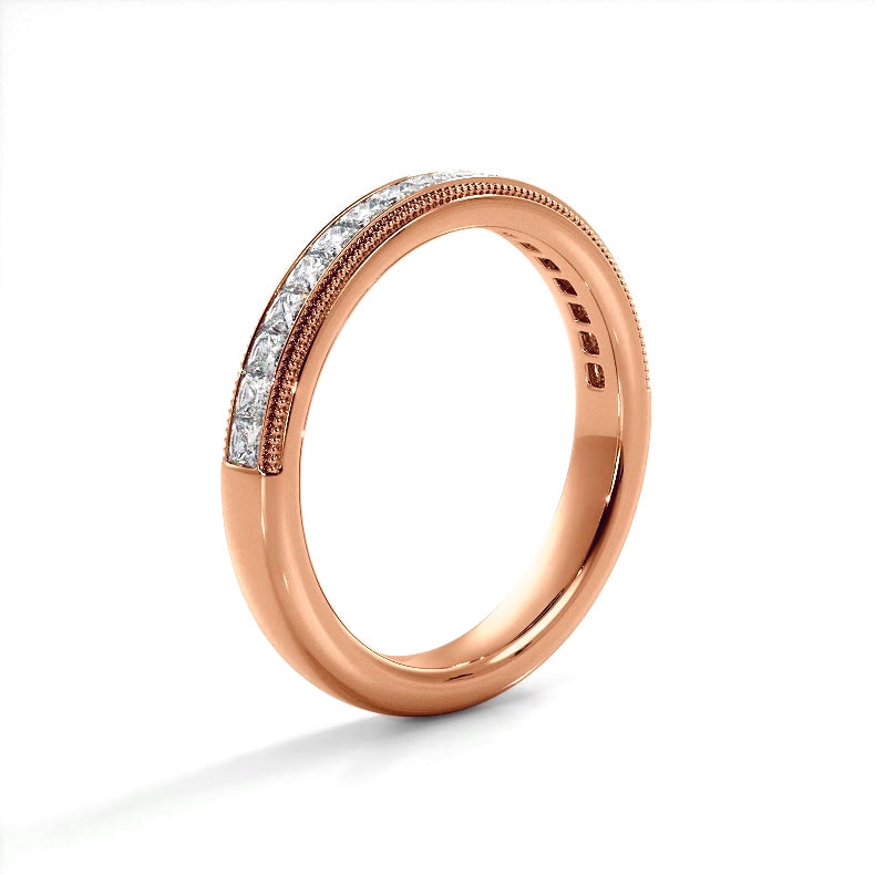 0.47 ct. Princess Diamond Milgrain Accent Wedding Band-VIRABYANI