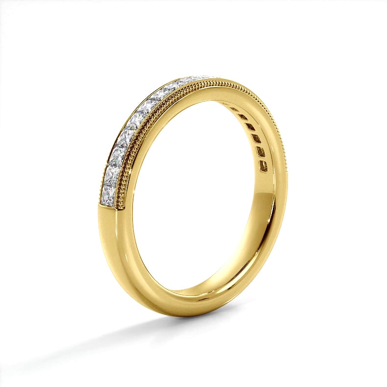 0.47 ct. Princess Diamond Milgrain Accent Wedding Band-VIRABYANI