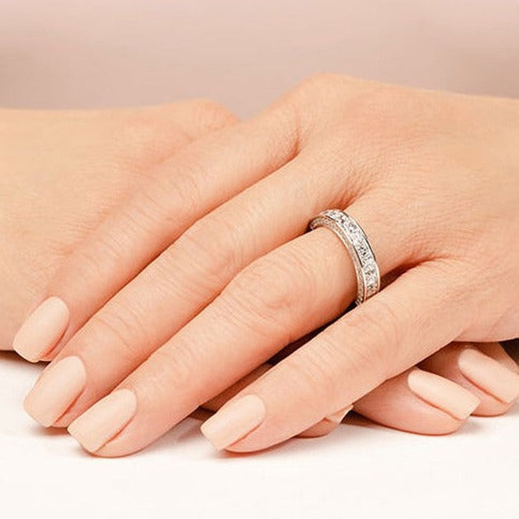 2.02 ct Princess And Round Diamond Wedding Band-VIRABYANI