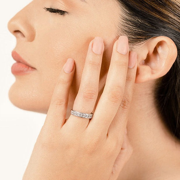 2.02 ct Princess And Round Diamond Wedding Band-VIRABYANI