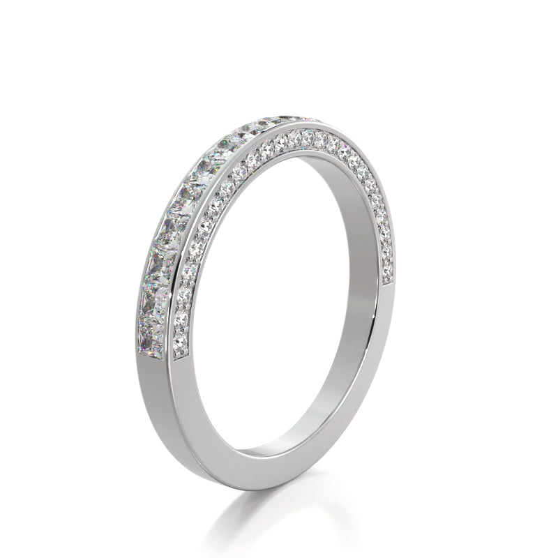 2.02 ct Princess And Round Diamond Wedding Band-VIRABYANI