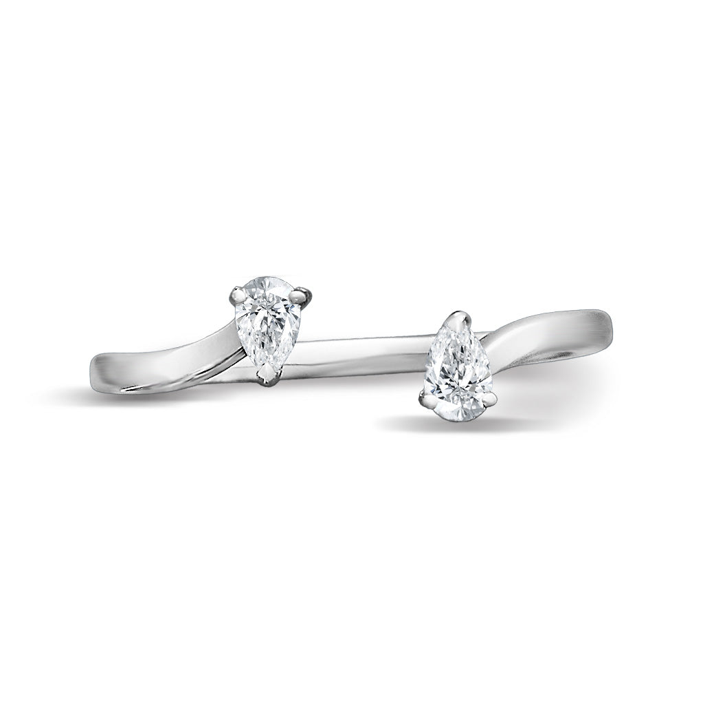 0.25 ct. Pear Shape Diamond Open Ring Curved Band-VIRABYANI