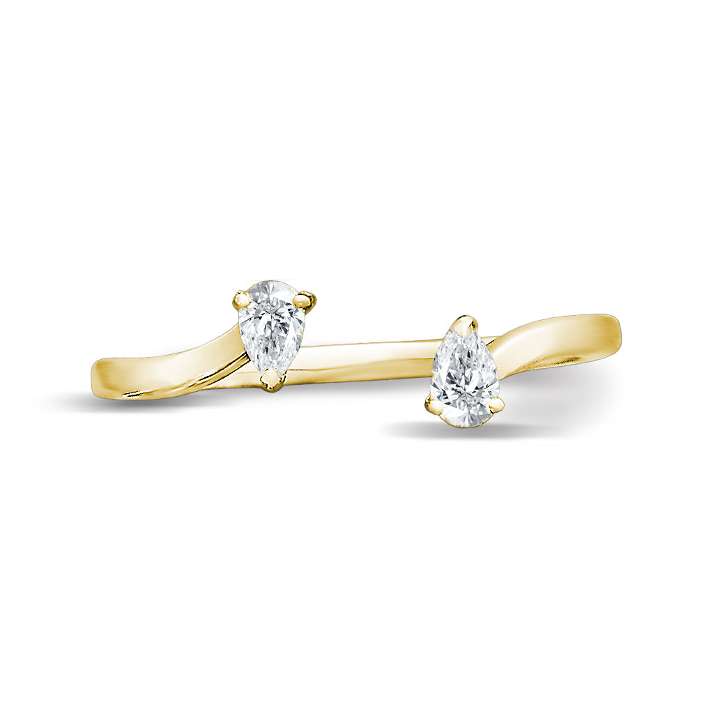 0.25 ct. Pear Shape Diamond Open Ring Curved Band-VIRABYANI