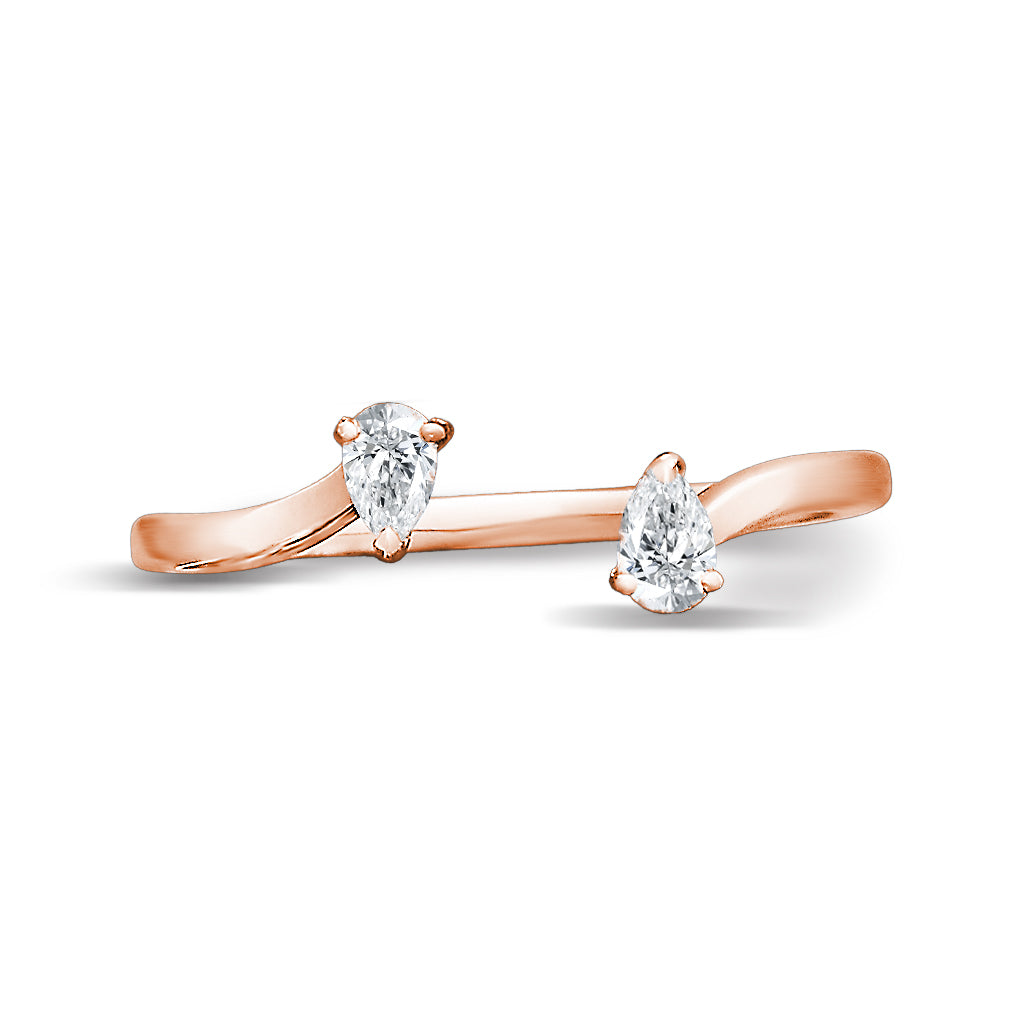 0.25 ct. Pear Shape Diamond Open Ring Curved Band-VIRABYANI