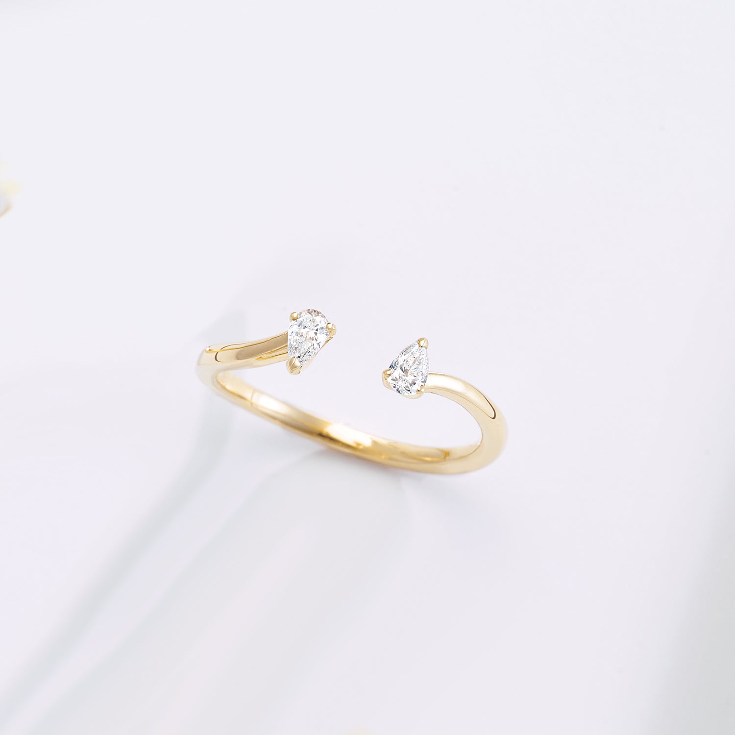 0.25 ct. Pear Shape Diamond Open Ring Curved Band-VIRABYANI