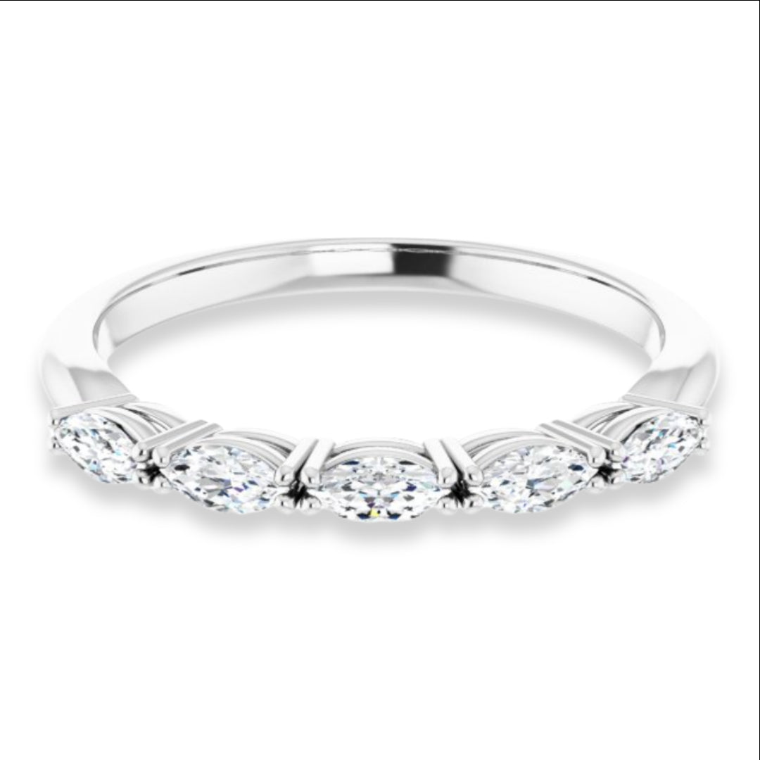 Marquise Diamond Five Stone Wedding Band-VIRABYANI