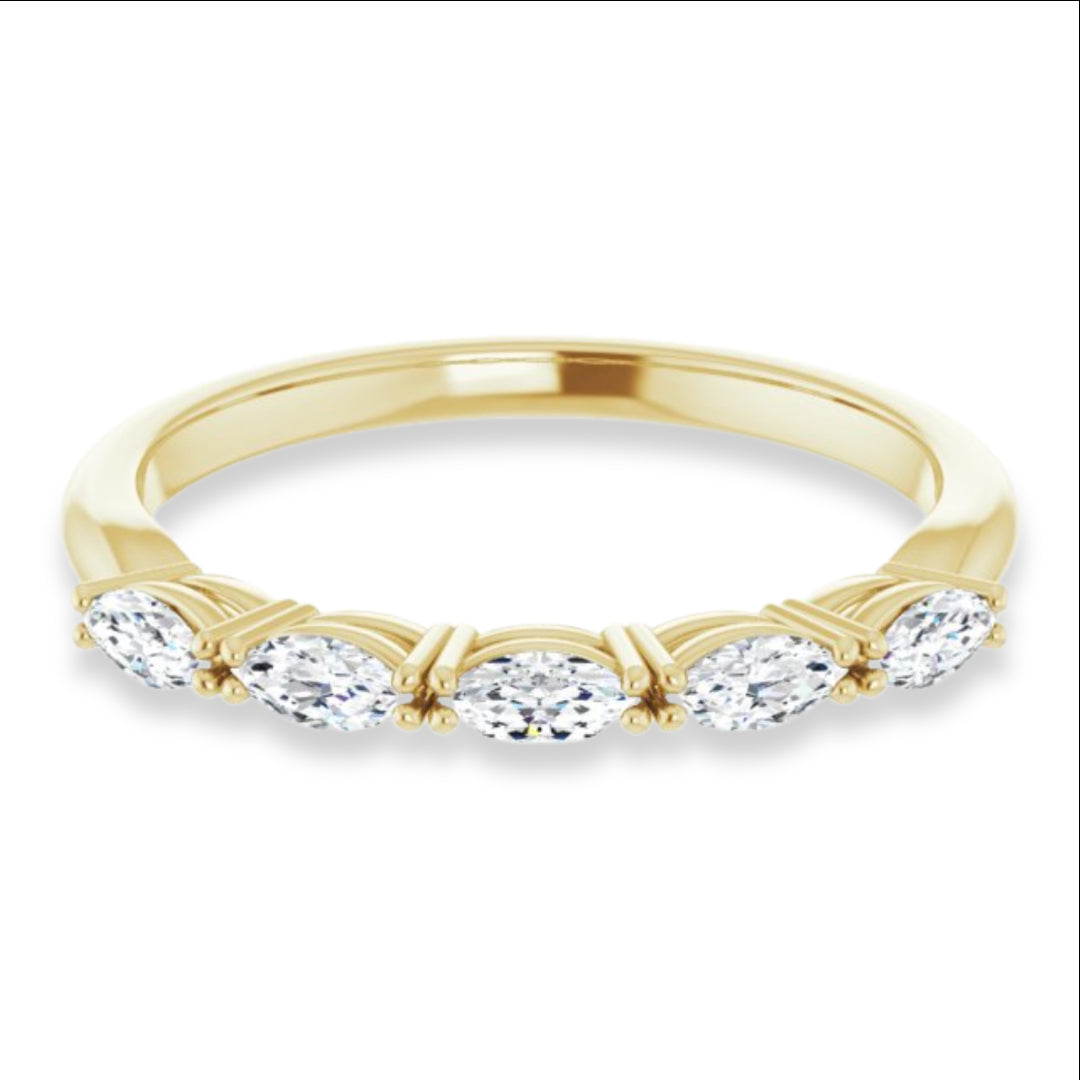 Marquise Diamond Five Stone Wedding Band-VIRABYANI