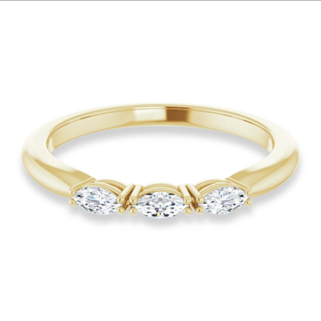 Marquise Diamond Three Stone Wedding Band-VIRABYANI