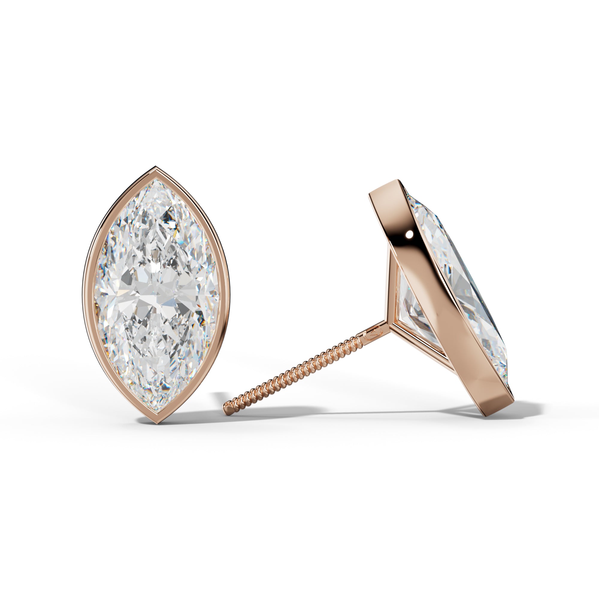 Marquise Diamond Stud Earrings With Martini Bezel Set