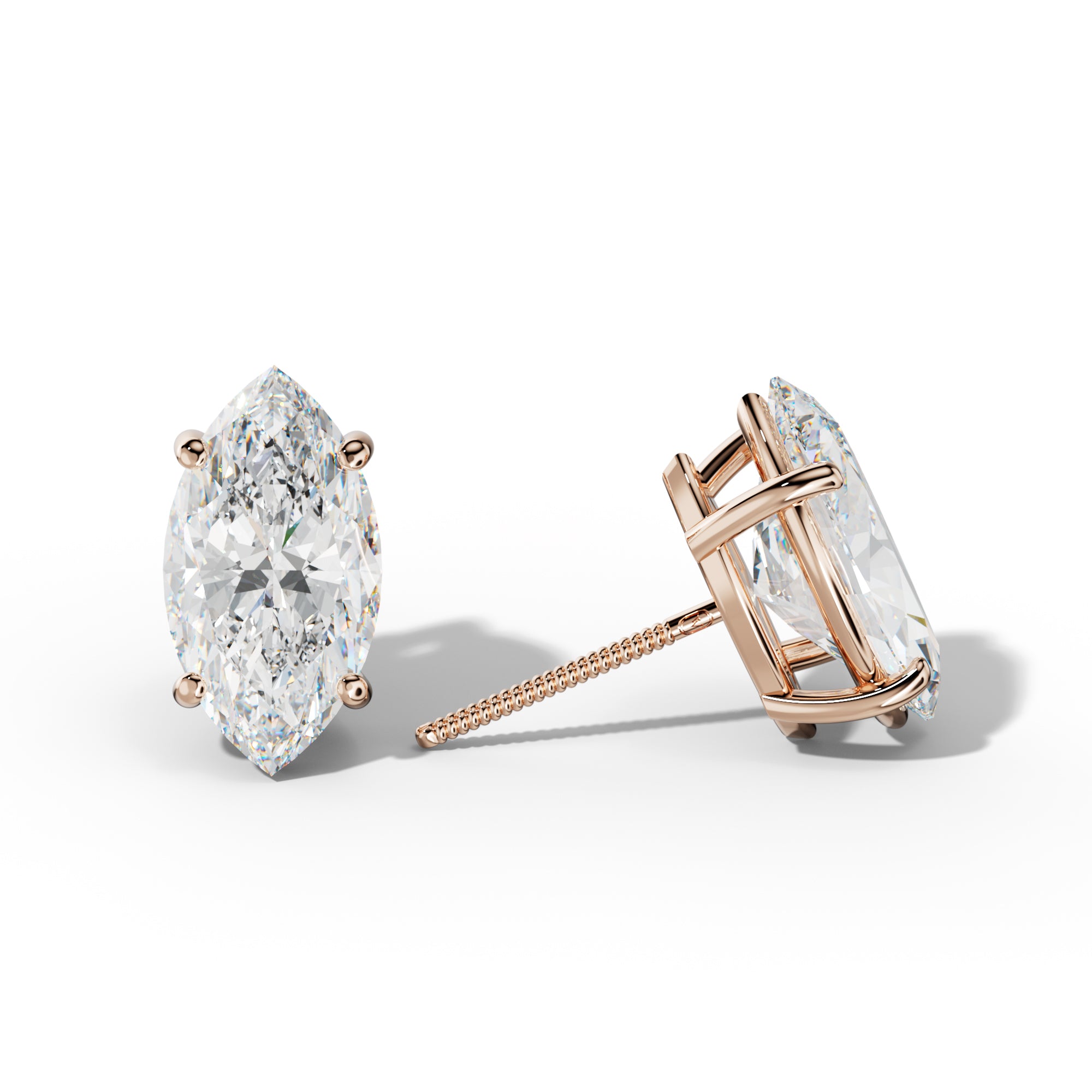 Marquise Diamond Stud Earrings With Classic Four Prongs