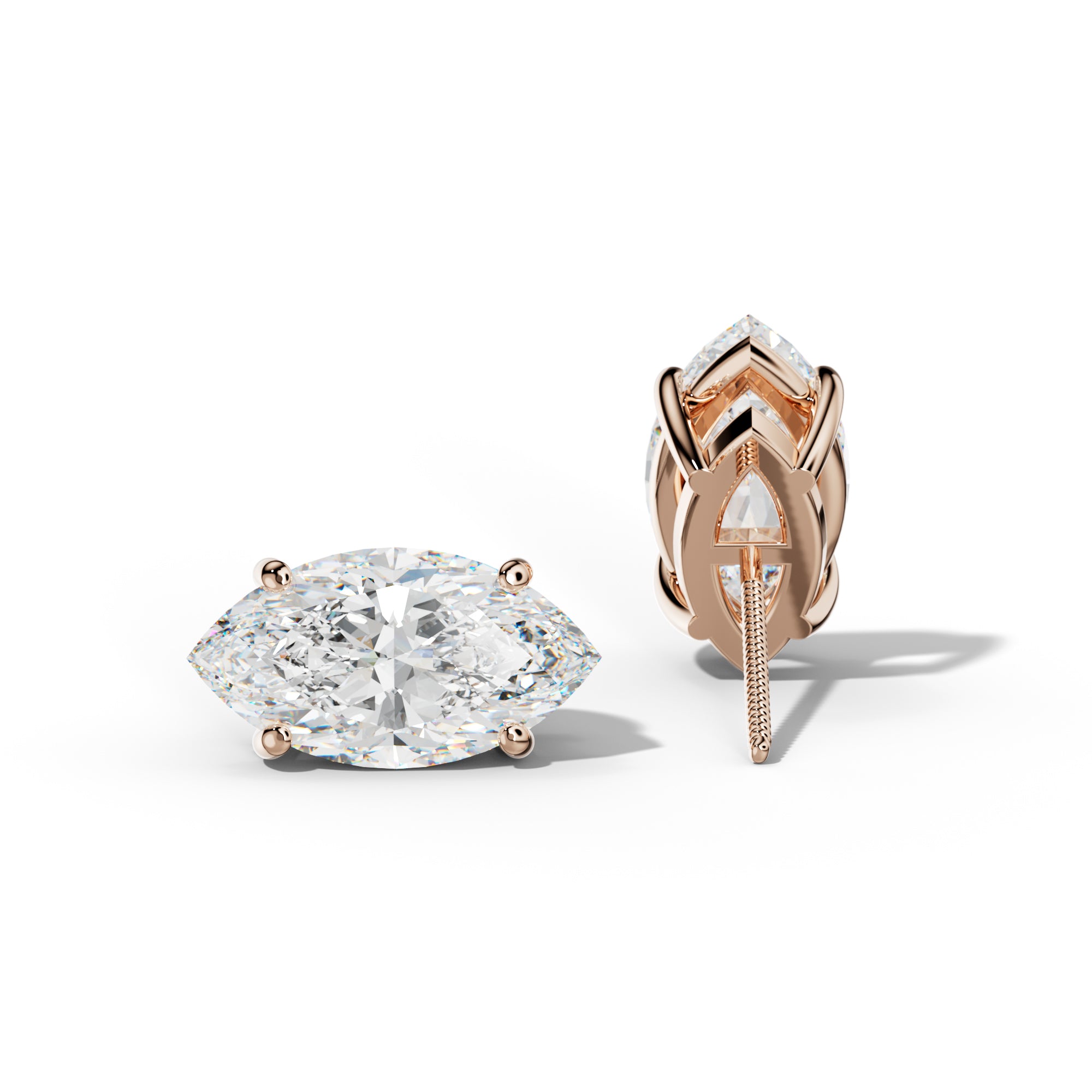 Marquise Diamond Stud Earrings With Classic Four Prongs