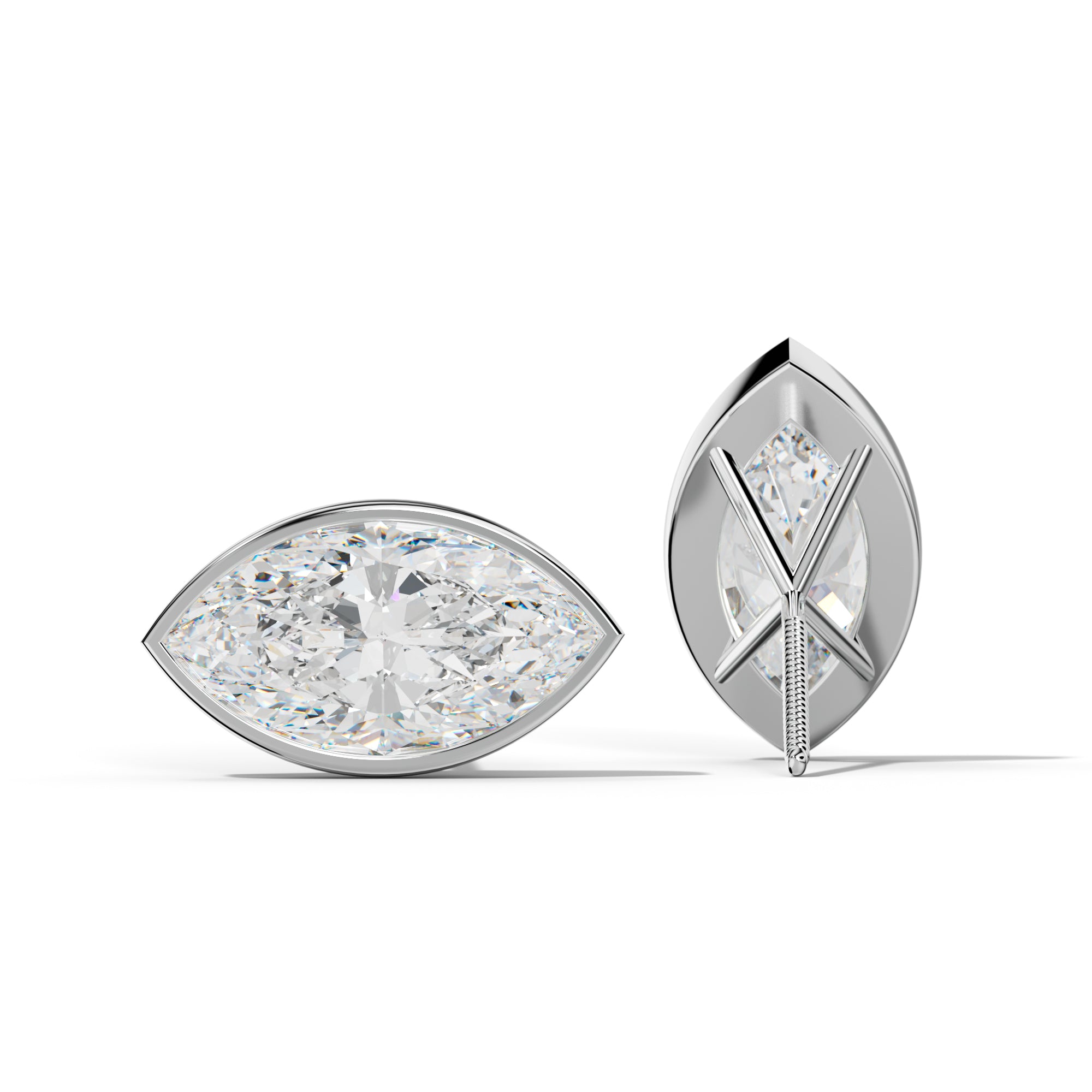 Marquise Diamond Stud Earrings With Martini Bezel Set