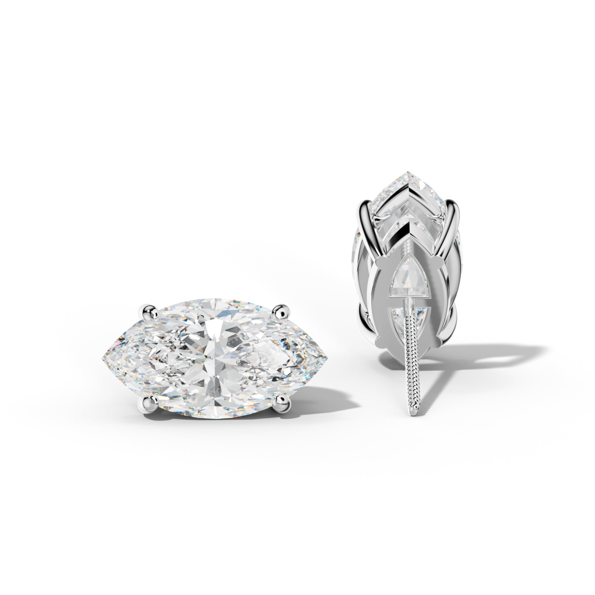 Marquise Diamond Stud Earrings With Classic Four Prongs