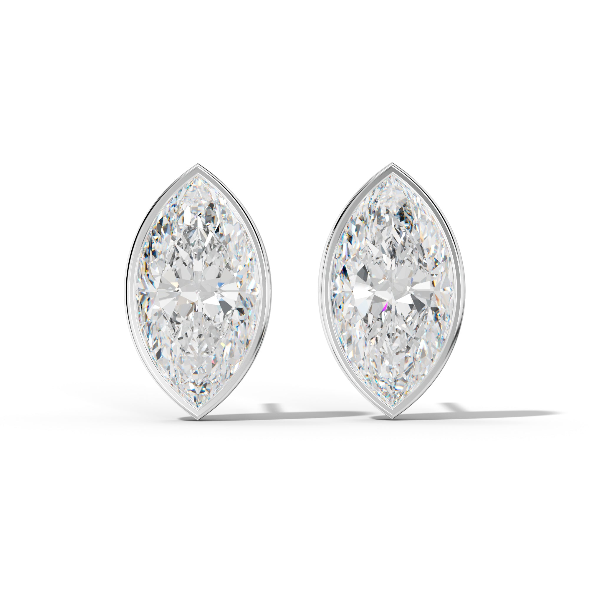 Marquise Diamond Stud Earrings With Martini Bezel Set