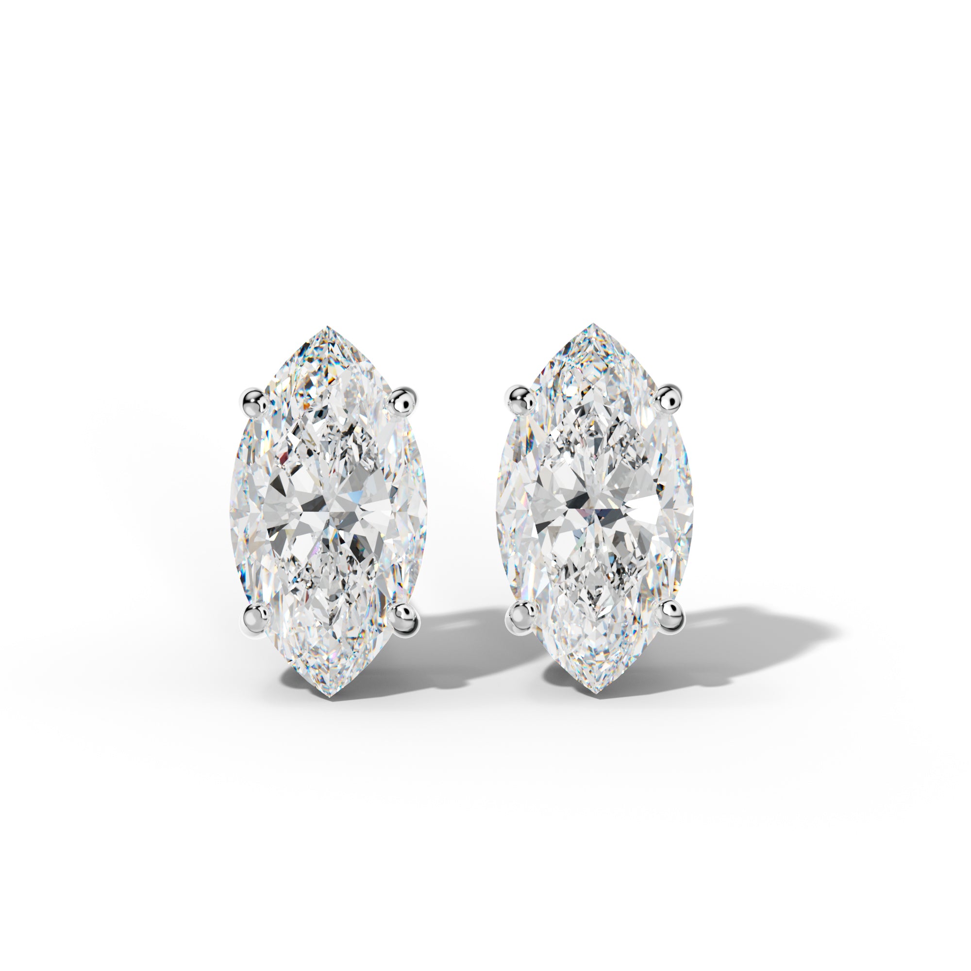 Marquise Diamond Stud Earrings With Classic Four Prongs