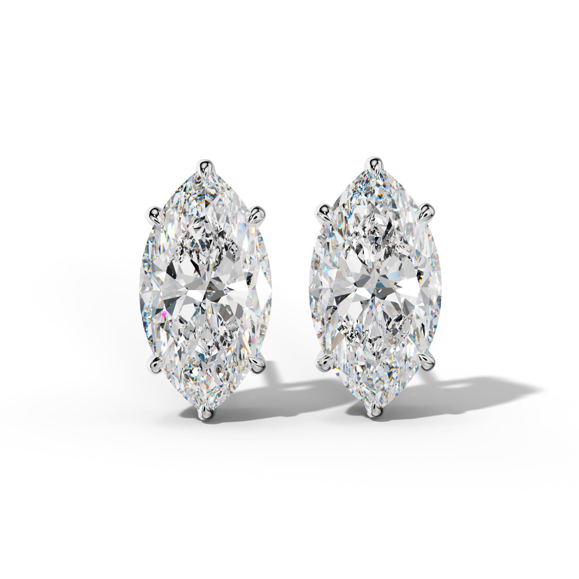 Marquise Diamond Stud Earrings With Six Prongs