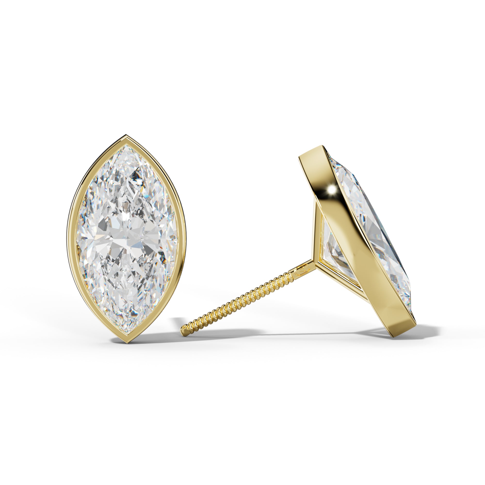 Marquise Diamond Stud Earrings With Martini Bezel Set