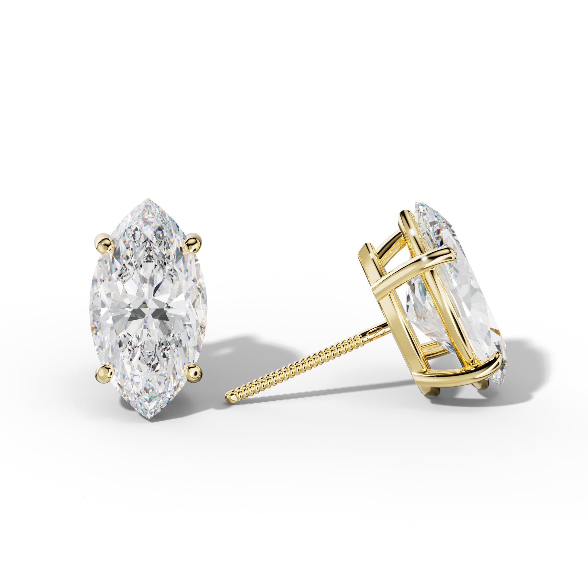 Marquise Diamond Stud Earrings With Classic Four Prongs