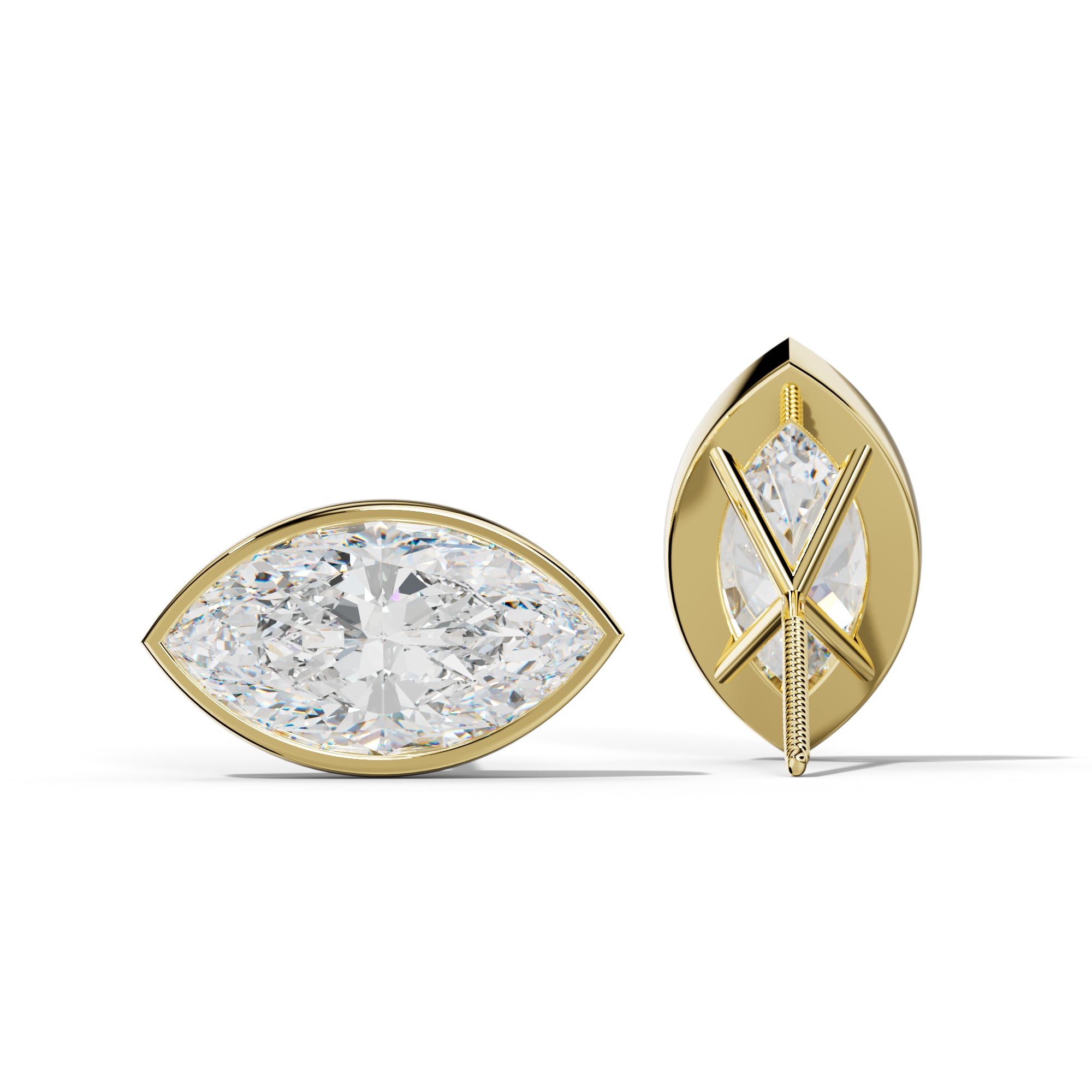 Marquise Diamond Stud Earrings With Martini Bezel Set