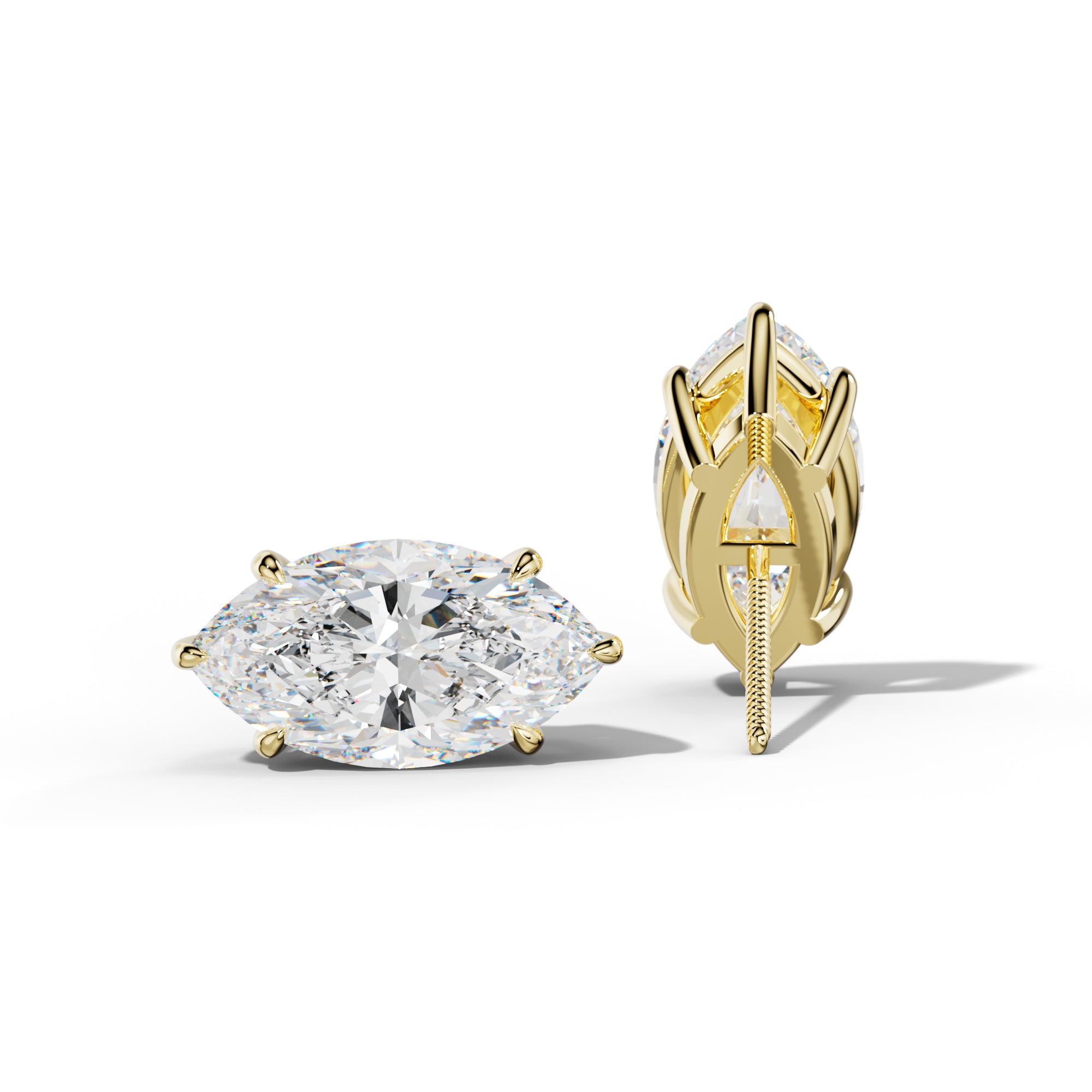 Marquise Diamond Stud Earrings With Six Prongs