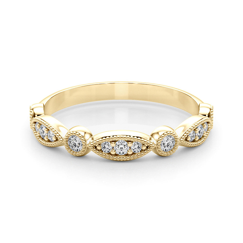 Vintage Edwardian Round Diamond Wedding Band-VIRABYANI