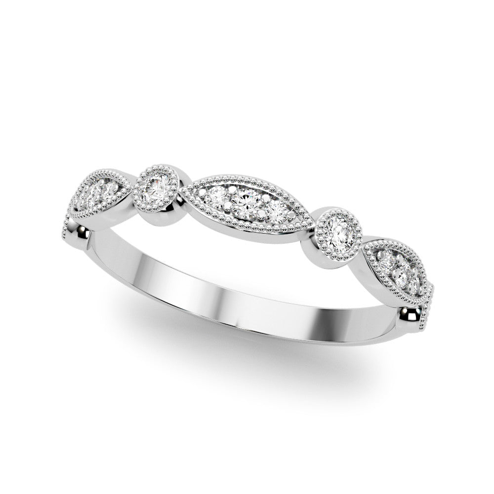 Vintage Edwardian Round Diamond Wedding Band-VIRABYANI