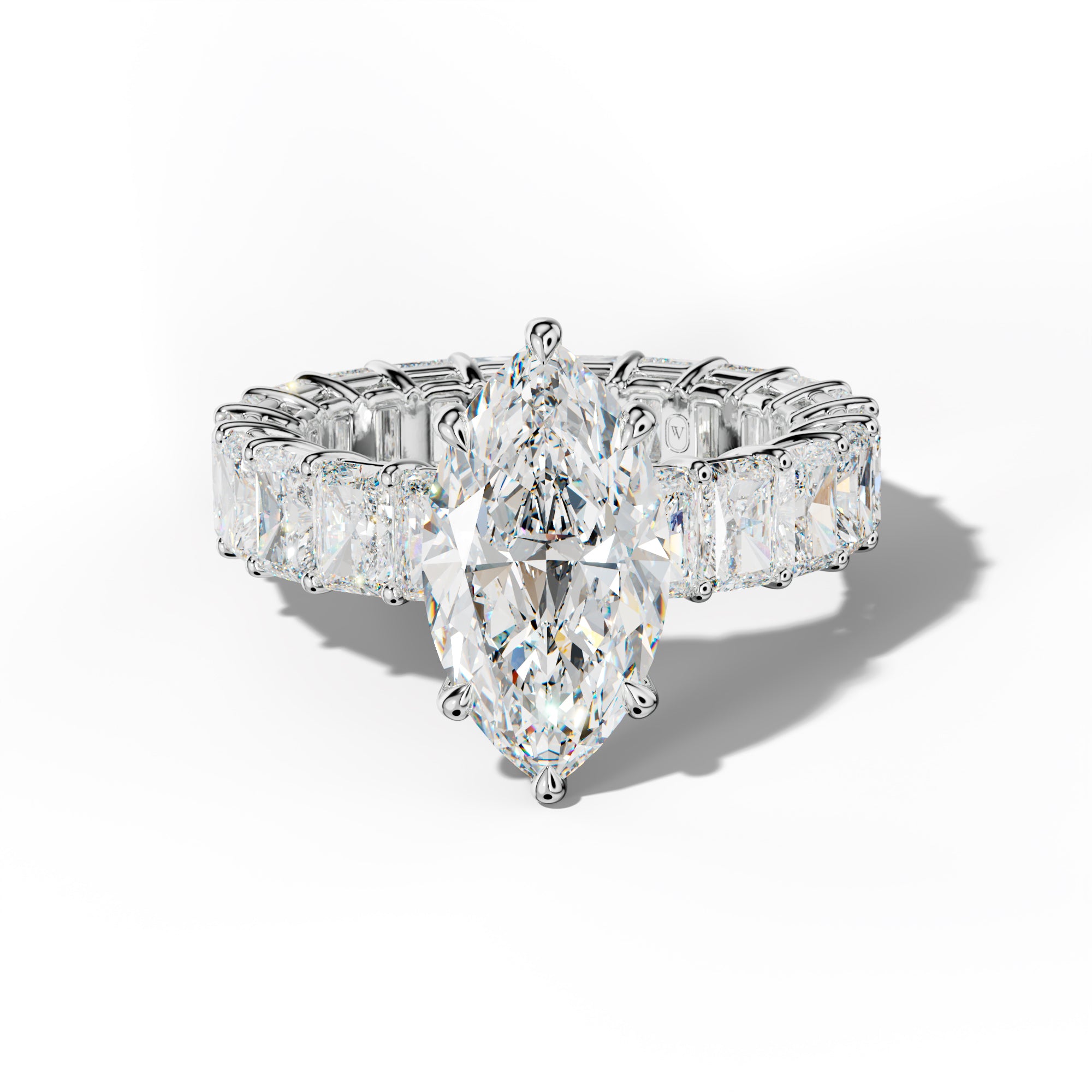 Soraya Marquise Diamond Engagement Ring With Radiant Side Stones