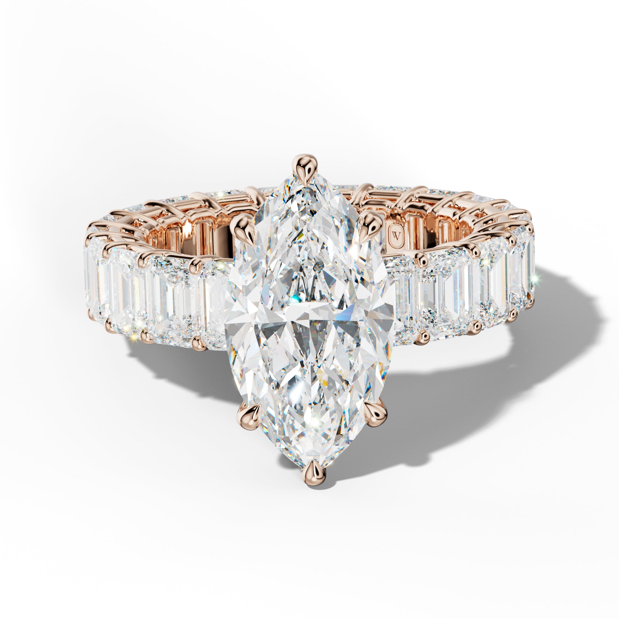 Jazmine Marquise Diamond Engagement Ring With Emerald Cut Side Stones