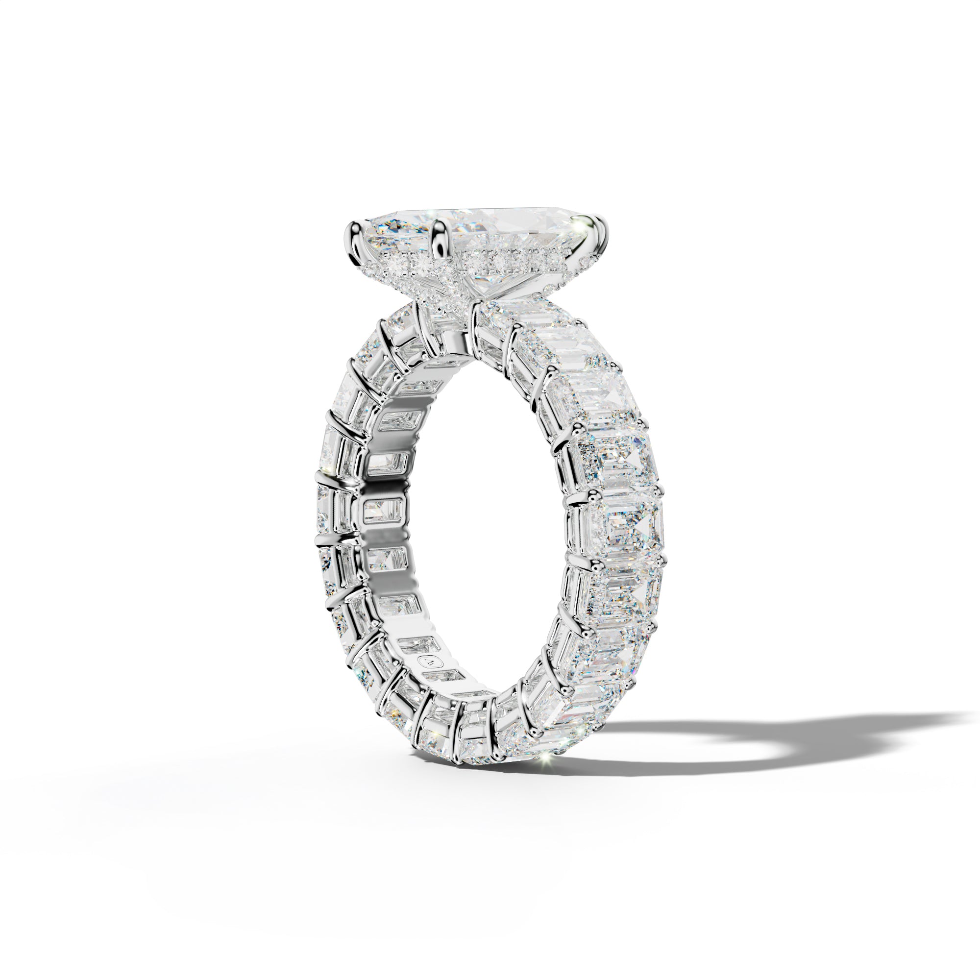 Jazmine Marquise Diamond Engagement Ring With Emerald Cut Side Stones