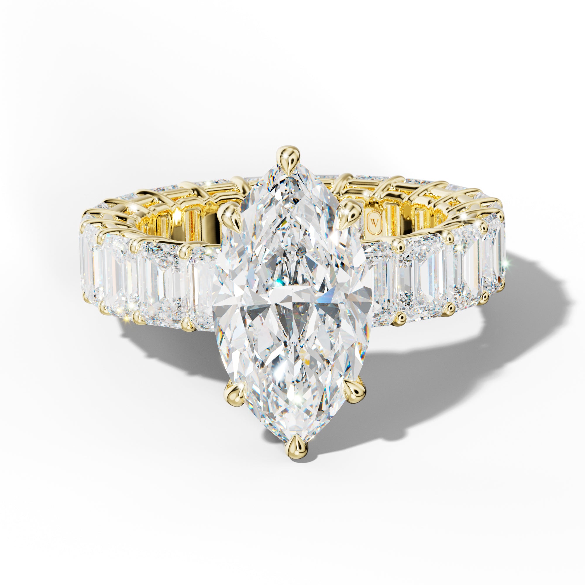 Jazmine Marquise Diamond Engagement Ring With Emerald Cut Side Stones
