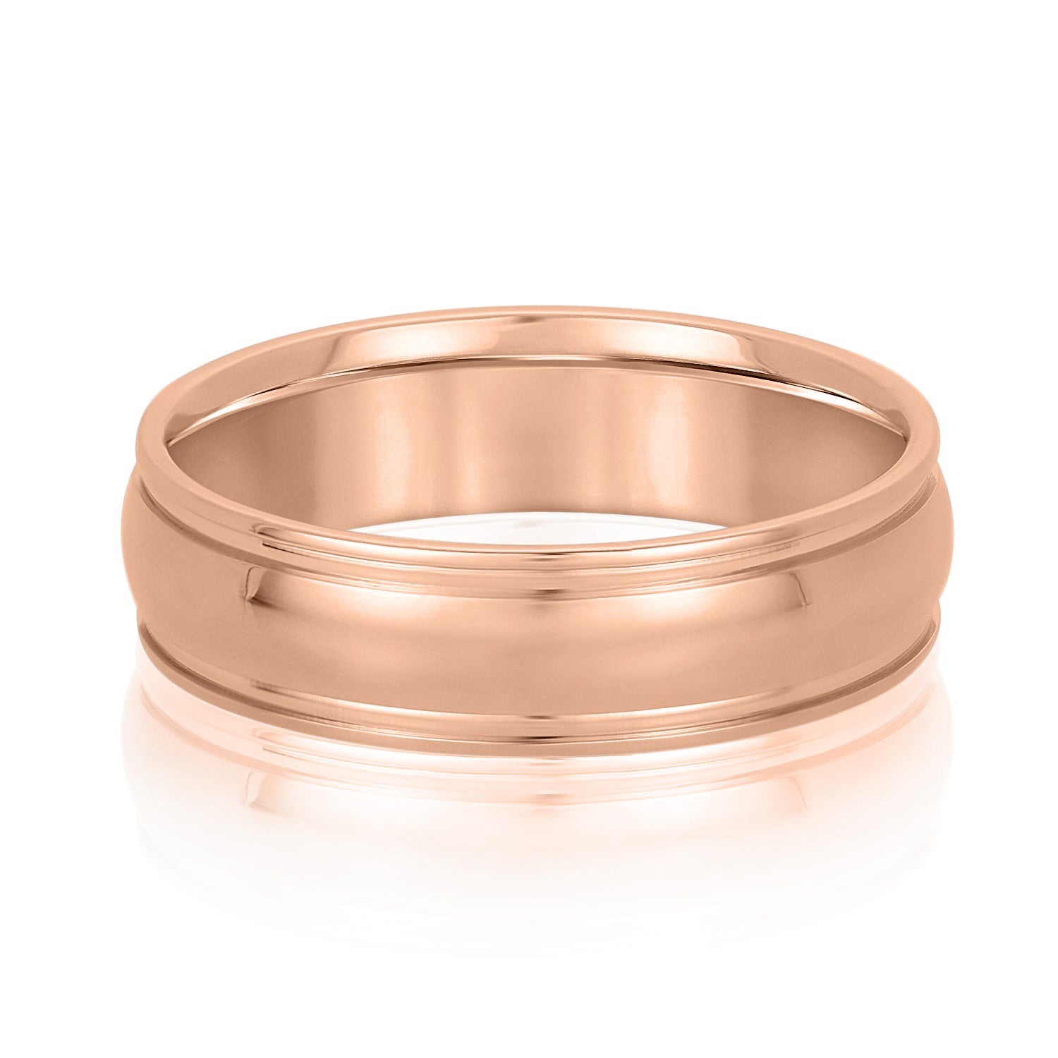 Men's Classic Dome Center and Flat Edge Wedding Band-VIRABYANI